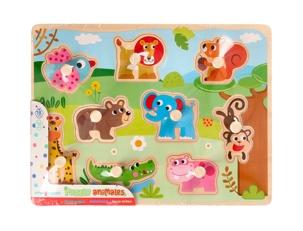 PUZZLE INFANTIL IMAGINOVO MADEIRA ANIMAIS +18 MESES 9 PECAS 30X22,5X1,5CM