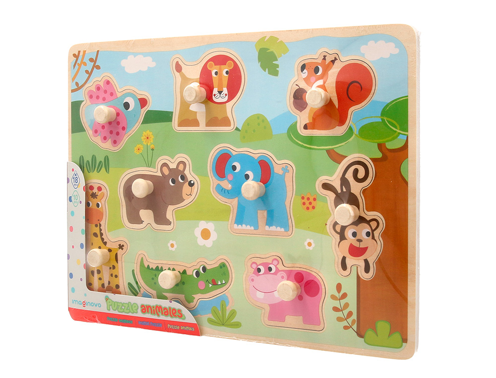 PUZZLE INFANTIL IMAGINOVO MADEIRA ANIMAIS +18 MESES 9 PECAS 30X22,5X1,5CM