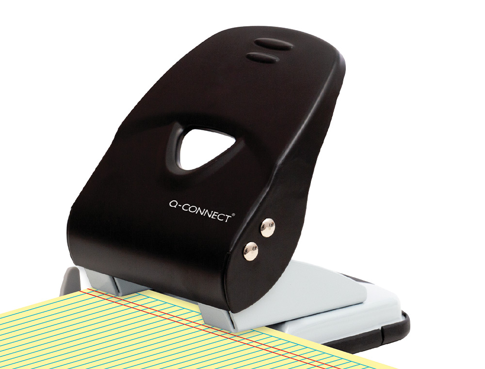 FURADOR Q-CONNECT KF14221 2 FUROS PRETO ABERTURA 3,5 MM CAPACIDADE 40 FOLHAS