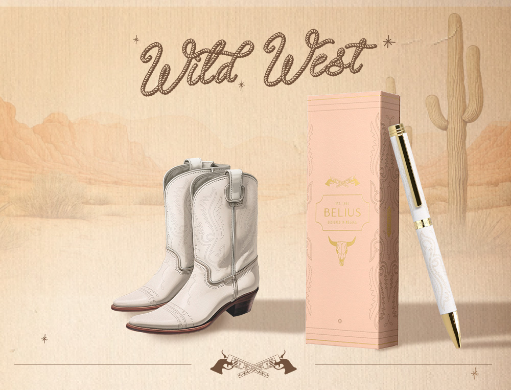 ESFEROGRAFICA BELIUS WILD WEST ALUMINIO COR TURQUESA DOURADO TINTA COR AZUL CAIXA DE DESIGN
