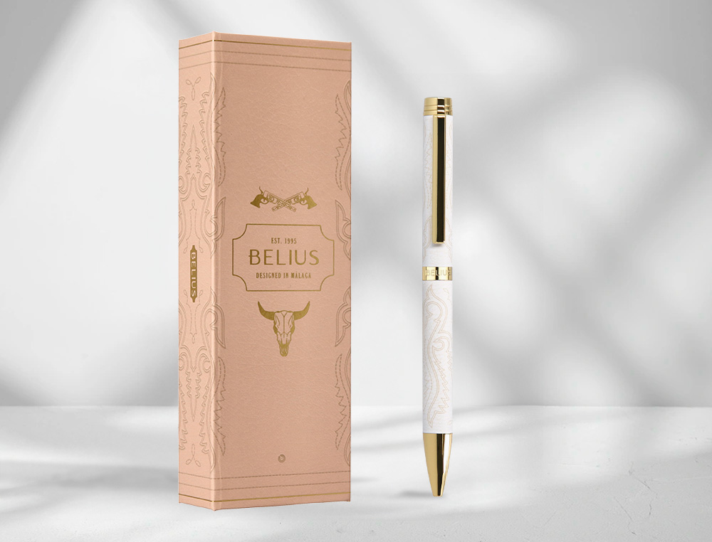 ESFEROGRAFICA BELIUS WILD WEST ALUMINIO COR TURQUESA DOURADO TINTA COR AZUL CAIXA DE DESIGN