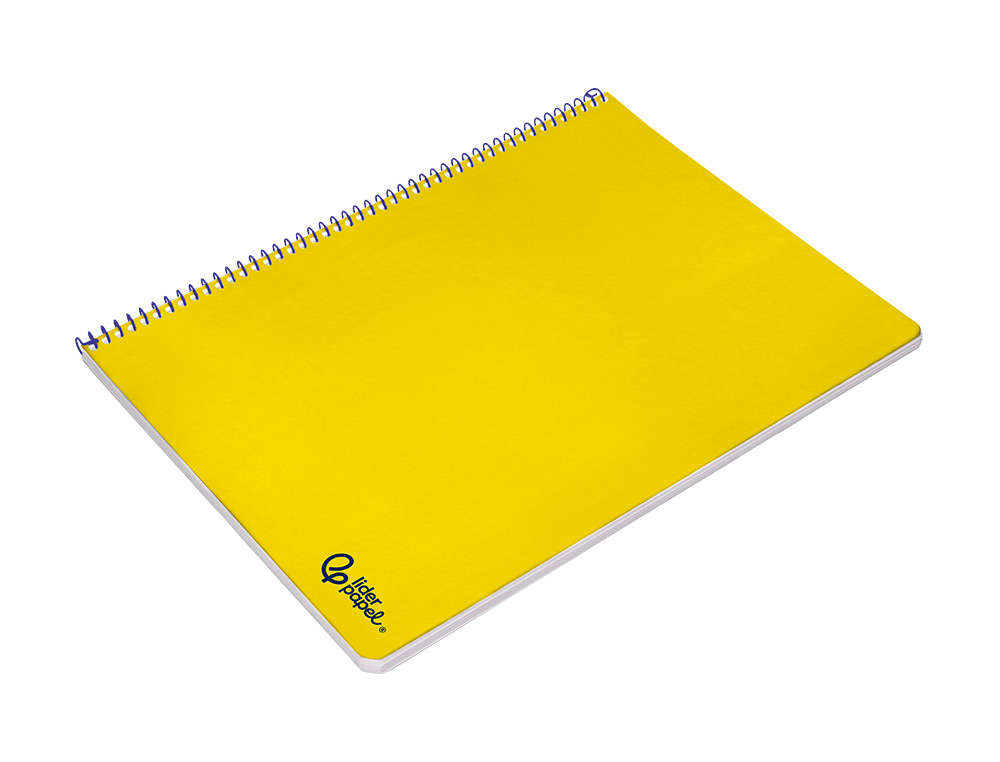 CADERNO ESPIRAL LIDERPAPEL SMART DIN A4 CAPA SUAVE 80 F 75GR PAUTADO COM MARGEM COR AMARELO