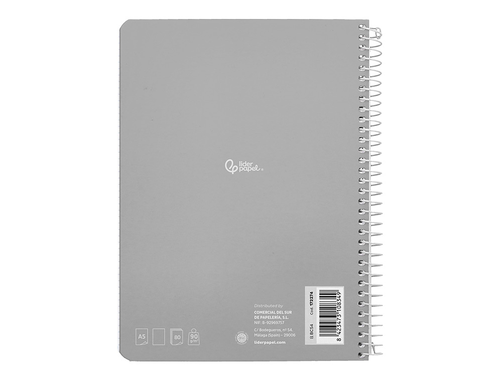 CADERNO ESPIRAL LIDERPAPEL DIN A5 WITTY CAPA DURA 80 F 90 GR LISO SEM MARGEM CORES SORTIDAS