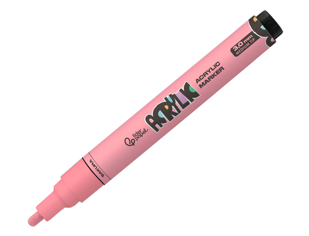 MARCADOR LIDERPAPEL ACRYLIC BASE AGUA TODO TIPO DE SUPERFICIE PONTA REDONDA 3 MM ROSA SAKURA