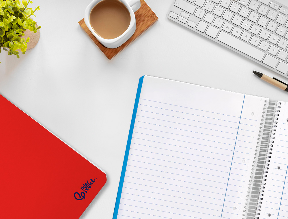 CADERNO ESPIRAL LIDERPAPEL SMART MICRO DIN A4 CAPA SUAVE 80 F 75GR PAUTADO 7 MM DUPLA MARGEM 4 FUROS CORES SORTIDAS