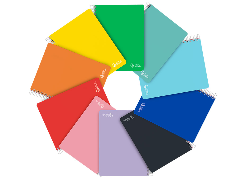 CADERNO ESPIRAL LIDERPAPEL WITTY MICRO DIN A5 CAPA DURA 120F 90GR QUADRICULA 5MM 5 BANDAS 6 FUROS CORES SORTIDAS