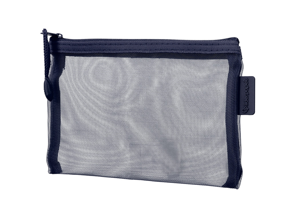 BOLSA COM FECHO DE CORRER LIDERPAPEL POLIESTER TRANSPIRAVEL MULTIUSOS DIN A6 AZUL MARINHO