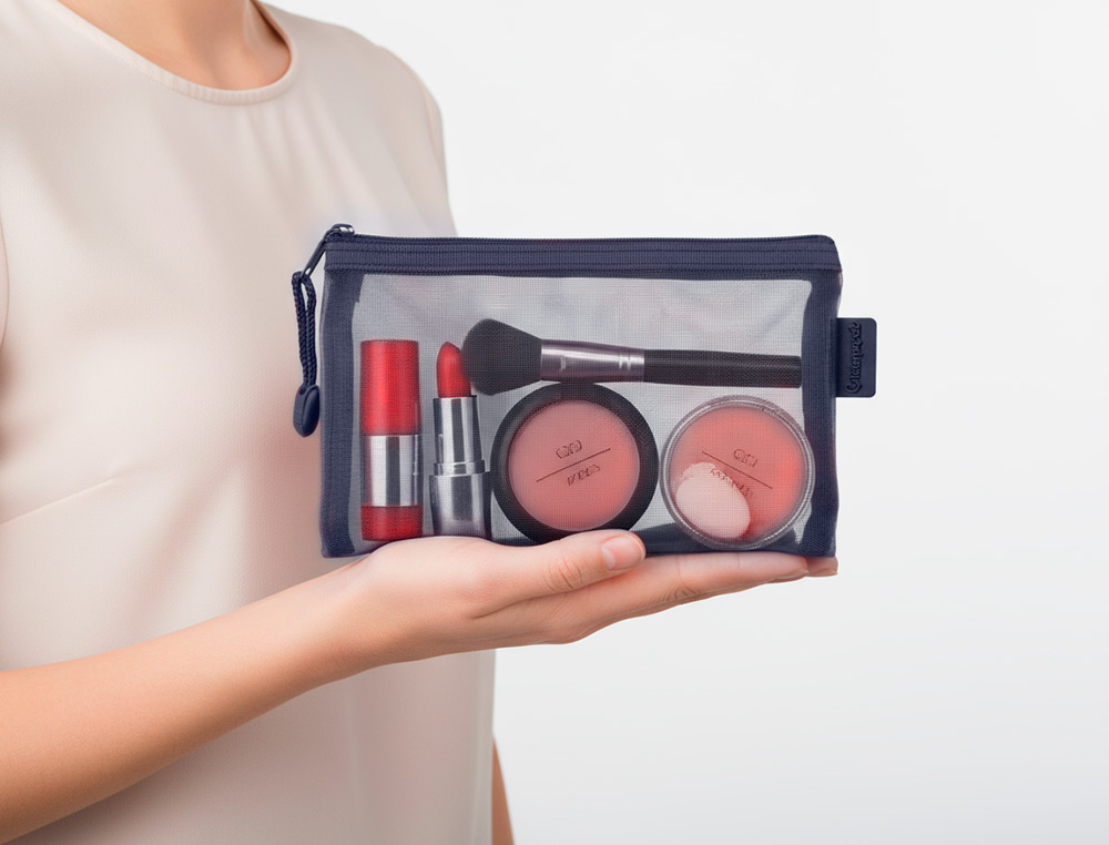 BOLSA COM FECHO DE CORRER LIDERPAPEL POLIESTER TRANSPIRAVEL MULTIUSOS DIN A6 AZUL MARINHO