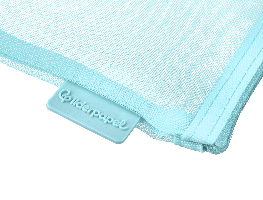 BOLSA COM FECHO DE CORRER LIDERPAPEL POLIESTER TRANSPIRAVEL MULTIUSOS DIN A4 AZUL PASTEL