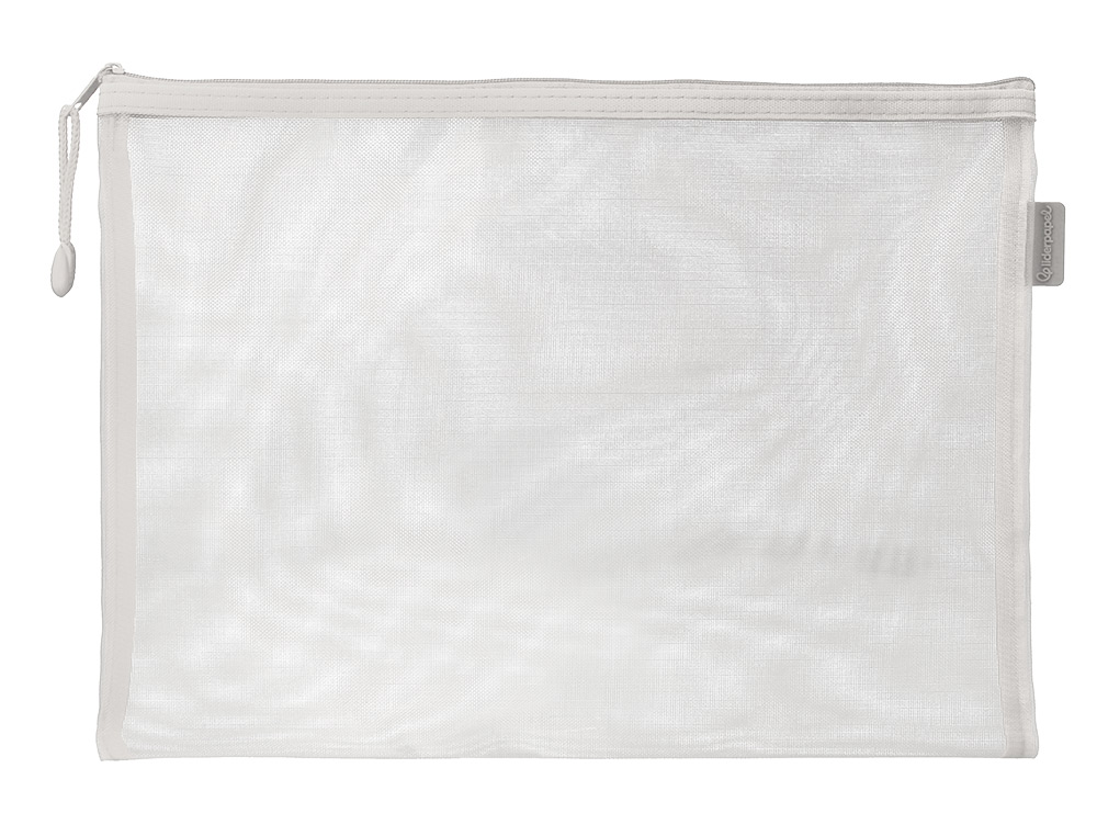 BOLSA COM FECHO DE CORRER LIDERPAPEL POLIESTER TRANSPIRAVEL MULTIUSOS DIN A4 BRANCO