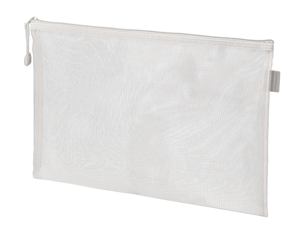 BOLSA COM FECHO DE CORRER LIDERPAPEL POLIESTER TRANSPIRAVEL MULTIUSOS DIN A4 BRANCO