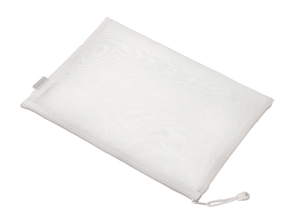 BOLSA COM FECHO DE CORRER LIDERPAPEL POLIESTER TRANSPIRAVEL MULTIUSOS DIN A4 BRANCO