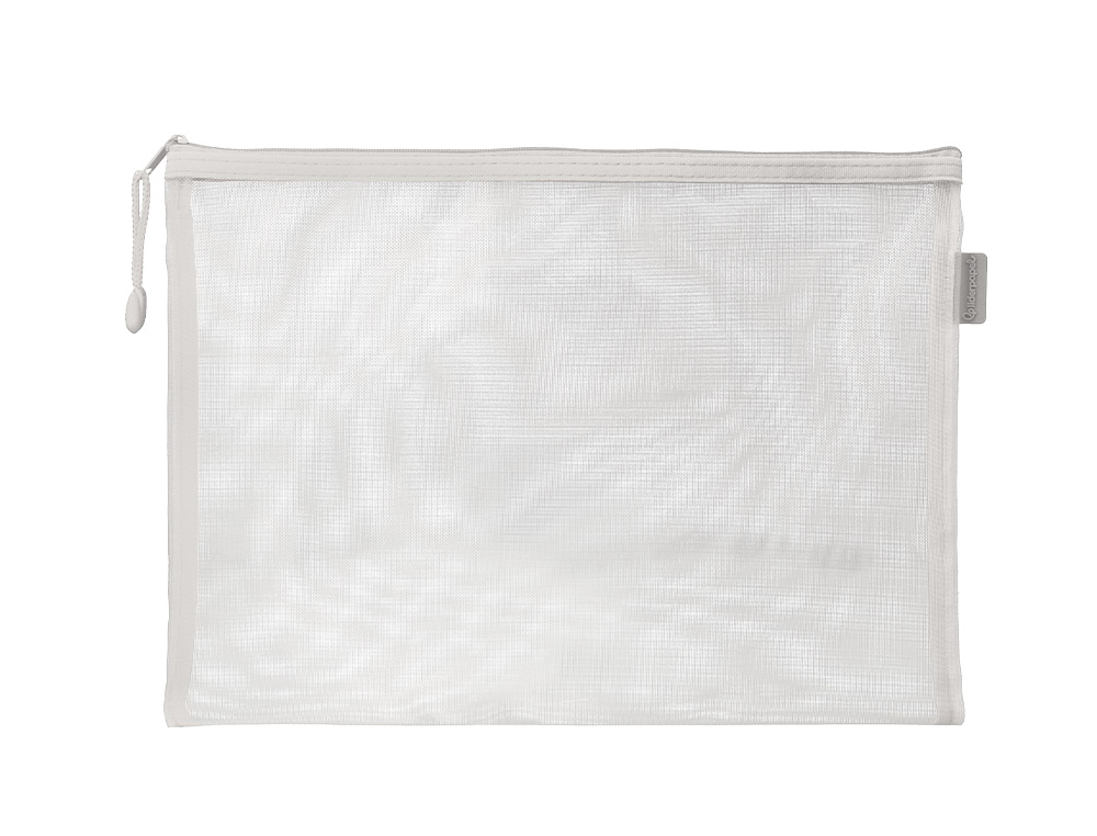 BOLSA COM FECHO DE CORRER LIDERPAPEL POLIESTER TRANSPIRAVEL MULTIUSOS DIN A5 BRANCO