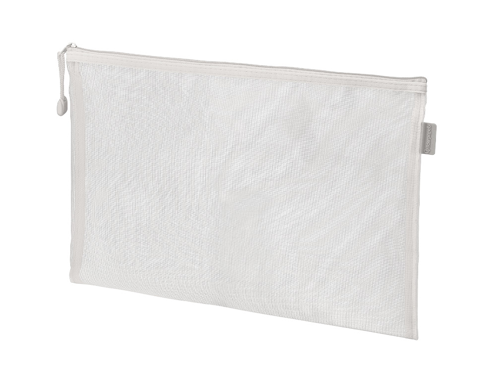 BOLSA COM FECHO DE CORRER LIDERPAPEL POLIESTER TRANSPIRAVEL MULTIUSOS DIN A5 BRANCO