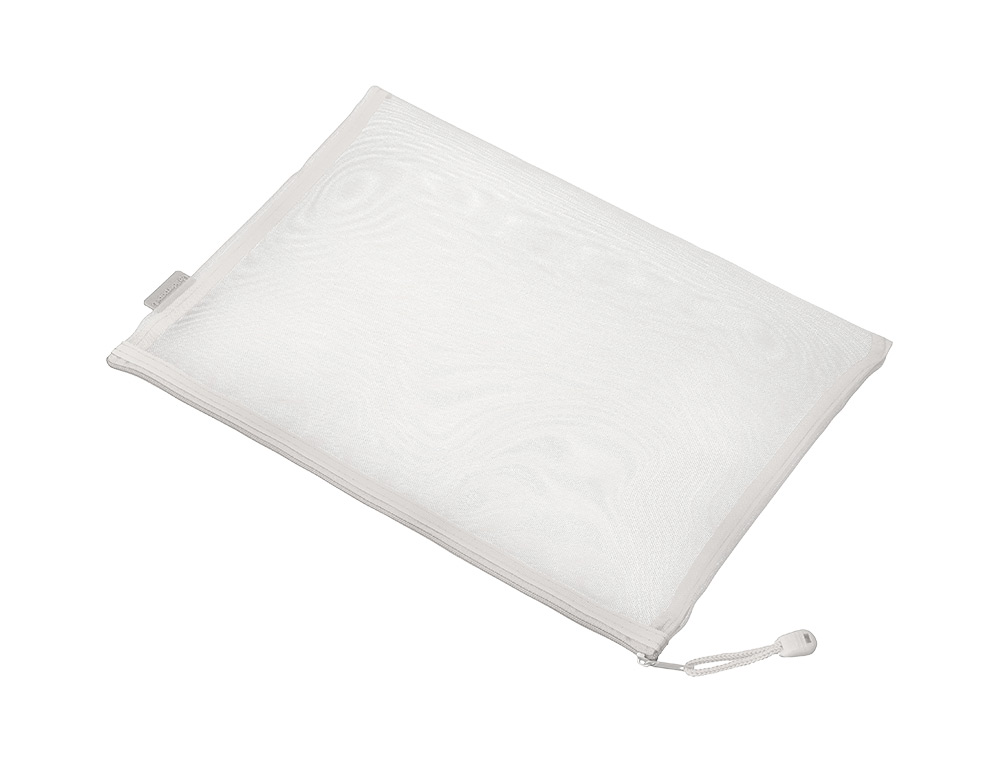 BOLSA COM FECHO DE CORRER LIDERPAPEL POLIESTER TRANSPIRAVEL MULTIUSOS DIN A5 BRANCO