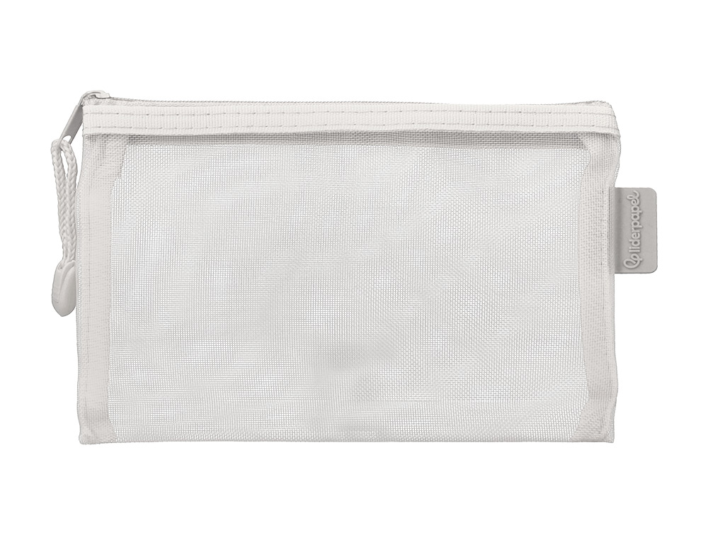 BOLSA COM FECHO DE CORRER LIDERPAPEL POLIESTER TRANSPIRAVEL MULTIUSOS DIN A6 BRANCO