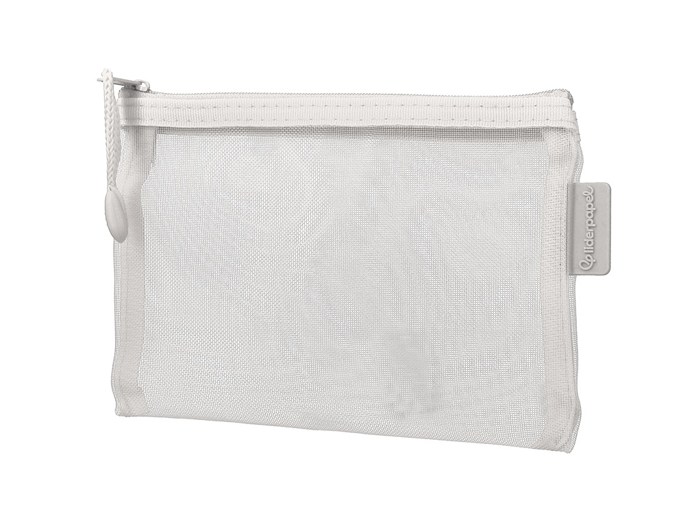 BOLSA COM FECHO DE CORRER LIDERPAPEL POLIESTER TRANSPIRAVEL MULTIUSOS DIN A6 BRANCO
