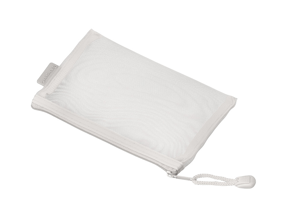 BOLSA COM FECHO DE CORRER LIDERPAPEL POLIESTER TRANSPIRAVEL MULTIUSOS DIN A6 BRANCO