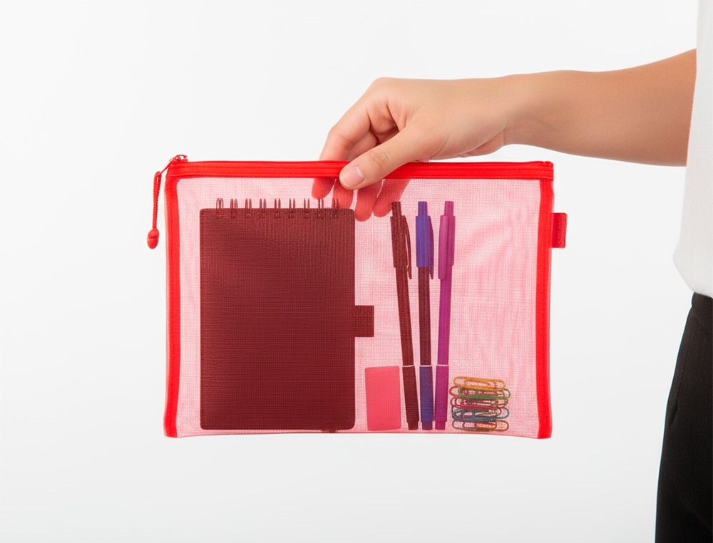 BOLSA COM FECHO DE CORRER LIDERPAPEL POLIESTER TRANSPIRAVEL MULTIUSOS DIN A5 CINZA