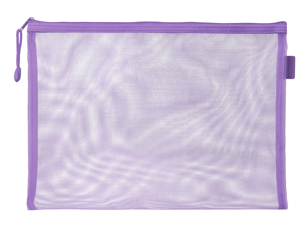 BOLSA COM FECHO DE CORRER LIDERPAPEL POLIESTER TRANSPIRAVEL MULTIUSOS DIN A4 ROXO PASTEL
