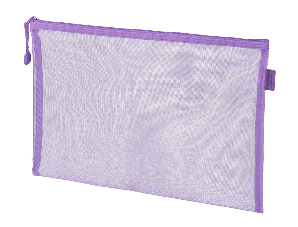 BOLSA COM FECHO DE CORRER LIDERPAPEL POLIESTER TRANSPIRAVEL MULTIUSOS DIN A4 ROXO PASTEL