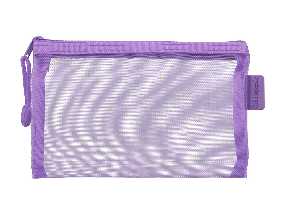 BOLSA COM FECHO DE CORRER LIDERPAPEL POLIESTER TRANSPIRAVEL MULTIUSOS DIN A6 ROXO PASTEL