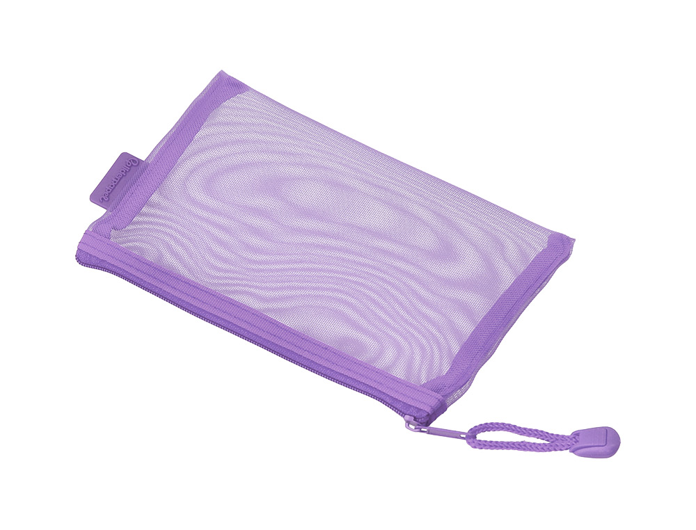BOLSA COM FECHO DE CORRER LIDERPAPEL POLIESTER TRANSPIRAVEL MULTIUSOS DIN A6 ROXO PASTEL