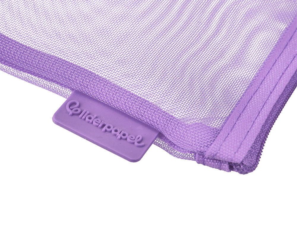 BOLSA COM FECHO DE CORRER LIDERPAPEL POLIESTER TRANSPIRAVEL MULTIUSOS DIN A6 ROXO PASTEL