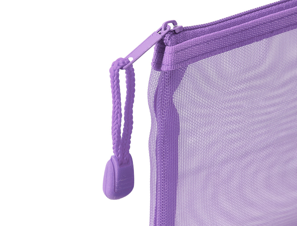 BOLSA COM FECHO DE CORRER LIDERPAPEL POLIESTER TRANSPIRAVEL MULTIUSOS DIN A6 ROXO PASTEL