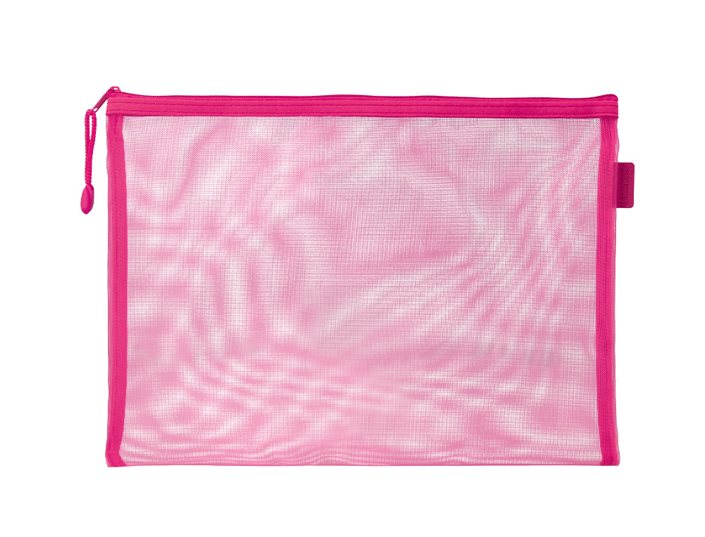 BOLSA COM FECHO DE CORRER LIDERPAPEL POLIESTER TRANSPIRAVEL MULTIUSOS DIN A5 ROSA