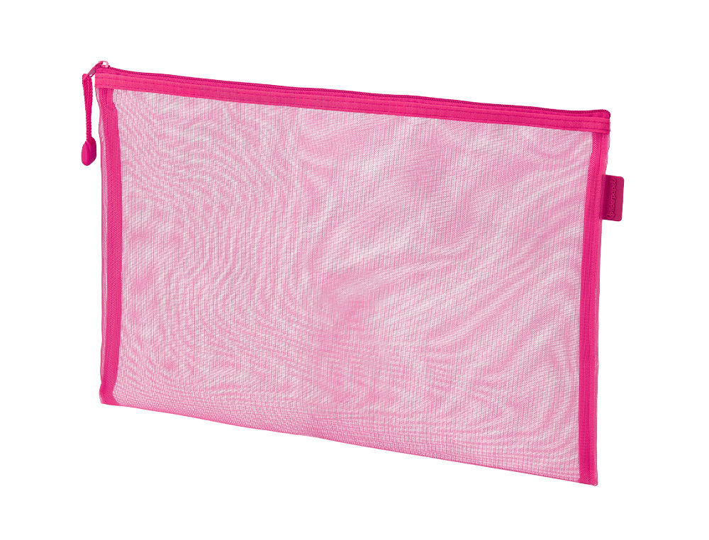 BOLSA COM FECHO DE CORRER LIDERPAPEL POLIESTER TRANSPIRAVEL MULTIUSOS DIN A5 ROSA