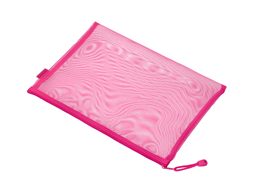 BOLSA COM FECHO DE CORRER LIDERPAPEL POLIESTER TRANSPIRAVEL MULTIUSOS DIN A5 ROSA