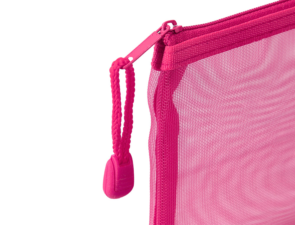 BOLSA COM FECHO DE CORRER LIDERPAPEL POLIESTER TRANSPIRAVEL MULTIUSOS DIN A5 ROSA