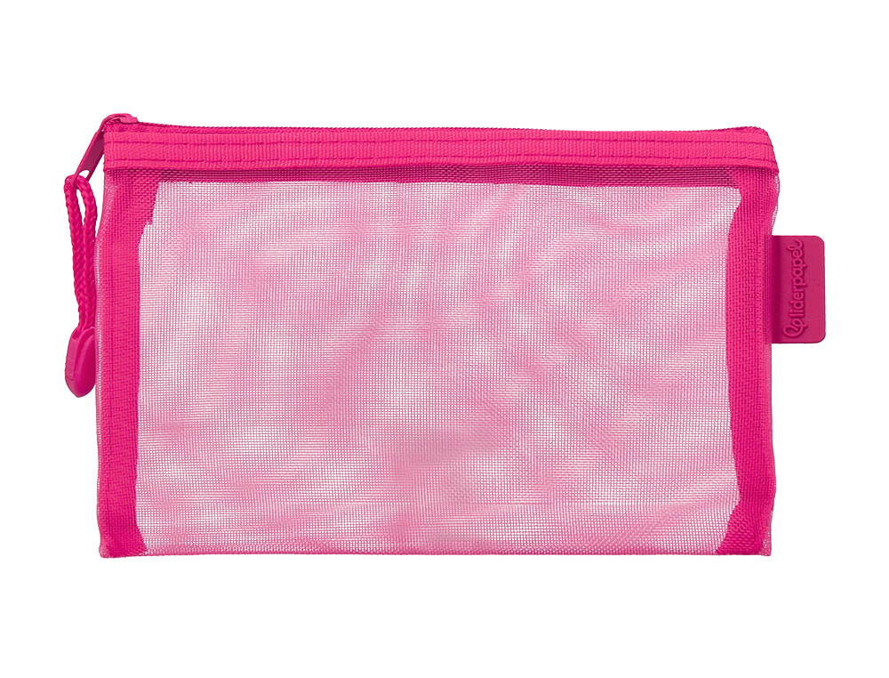 BOLSA COM FECHO DE CORRER LIDERPAPEL POLIESTER TRANSPIRAVEL MULTIUSOS DIN A6 ROSA