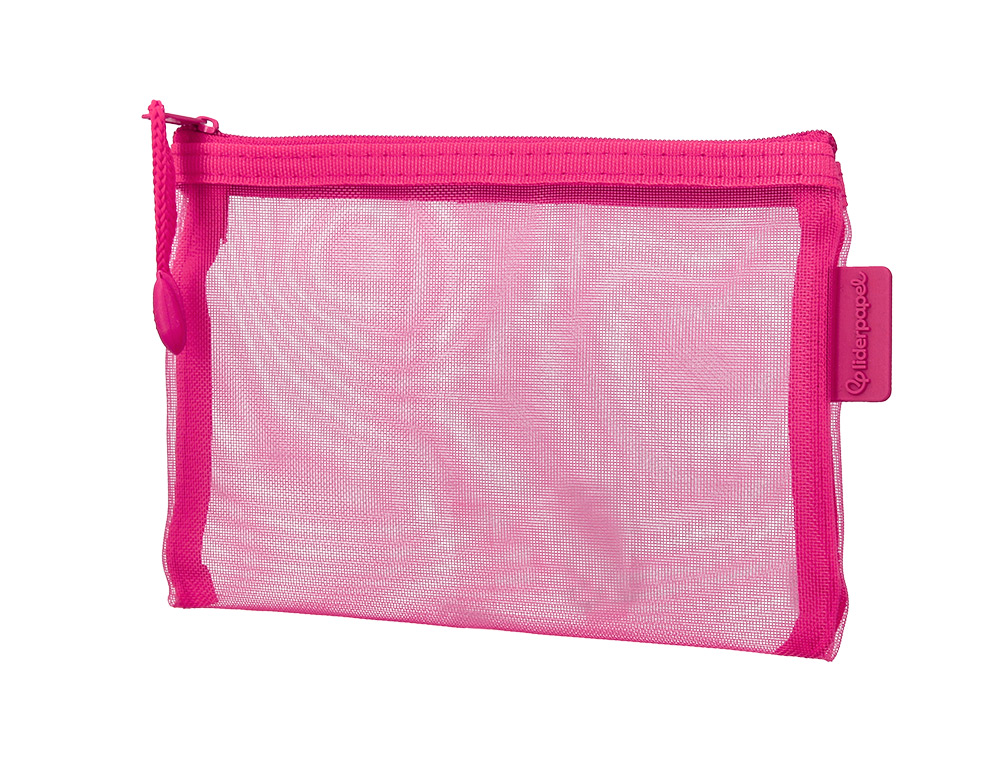 BOLSA COM FECHO DE CORRER LIDERPAPEL POLIESTER TRANSPIRAVEL MULTIUSOS DIN A6 ROSA