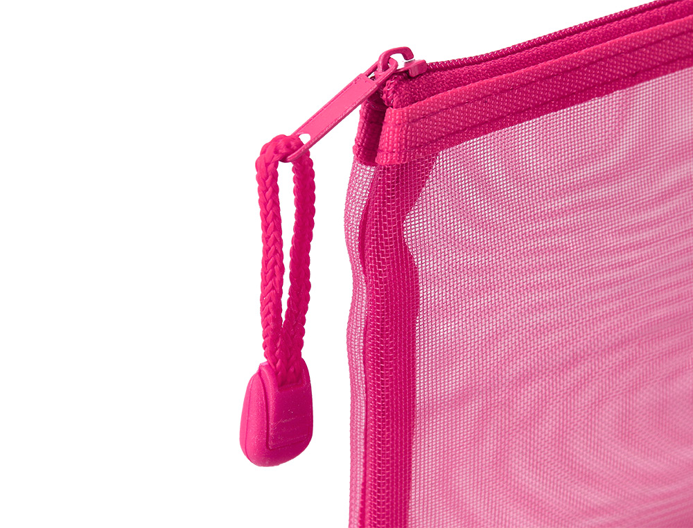 BOLSA COM FECHO DE CORRER LIDERPAPEL POLIESTER TRANSPIRAVEL MULTIUSOS DIN A6 ROSA