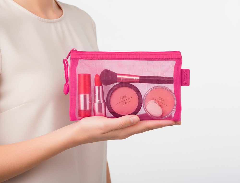 BOLSA COM FECHO DE CORRER LIDERPAPEL POLIESTER TRANSPIRAVEL MULTIUSOS DIN A6 ROSA