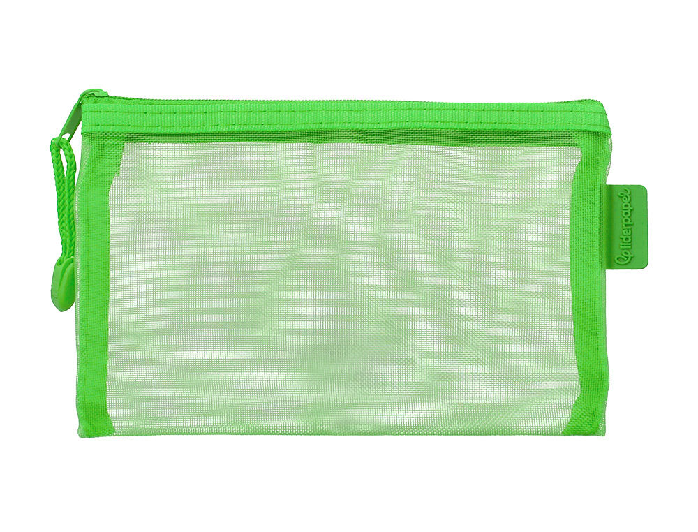 BOLSA COM FECHO DE CORRER LIDERPAPEL POLIESTER TRANSPIRAVEL MULTIUSOS DIN A6 VERDE PASTEL