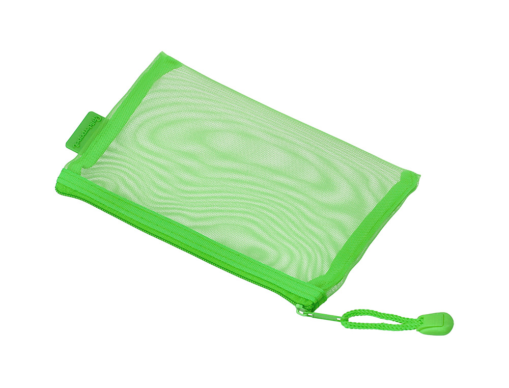 BOLSA COM FECHO DE CORRER LIDERPAPEL POLIESTER TRANSPIRAVEL MULTIUSOS DIN A6 VERDE PASTEL