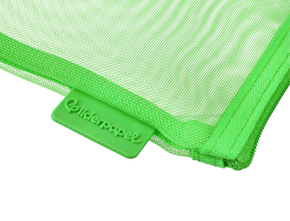BOLSA COM FECHO DE CORRER LIDERPAPEL POLIESTER TRANSPIRAVEL MULTIUSOS DIN A6 VERDE PASTEL