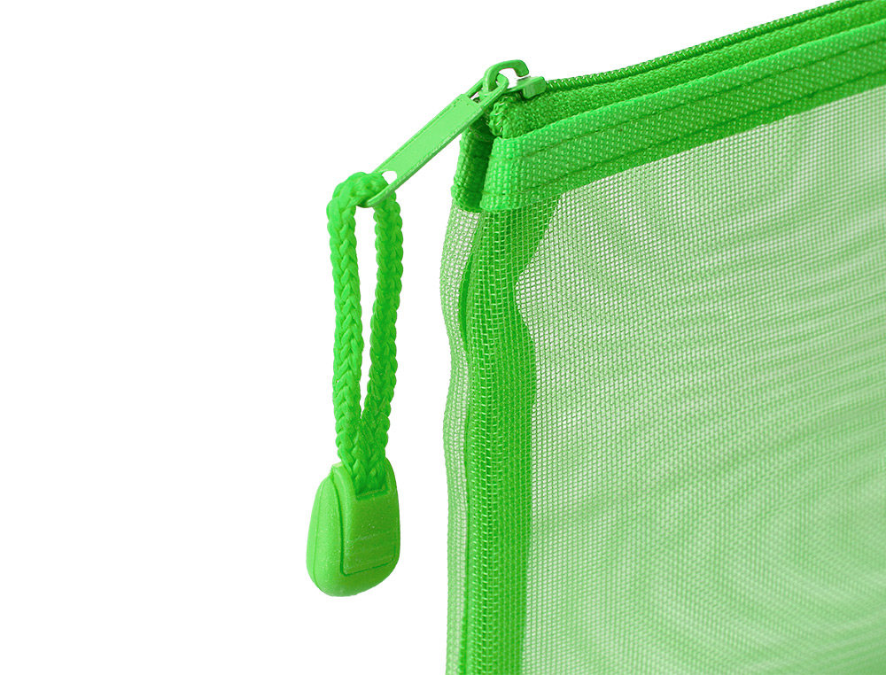 BOLSA COM FECHO DE CORRER LIDERPAPEL POLIESTER TRANSPIRAVEL MULTIUSOS DIN A6 VERDE PASTEL