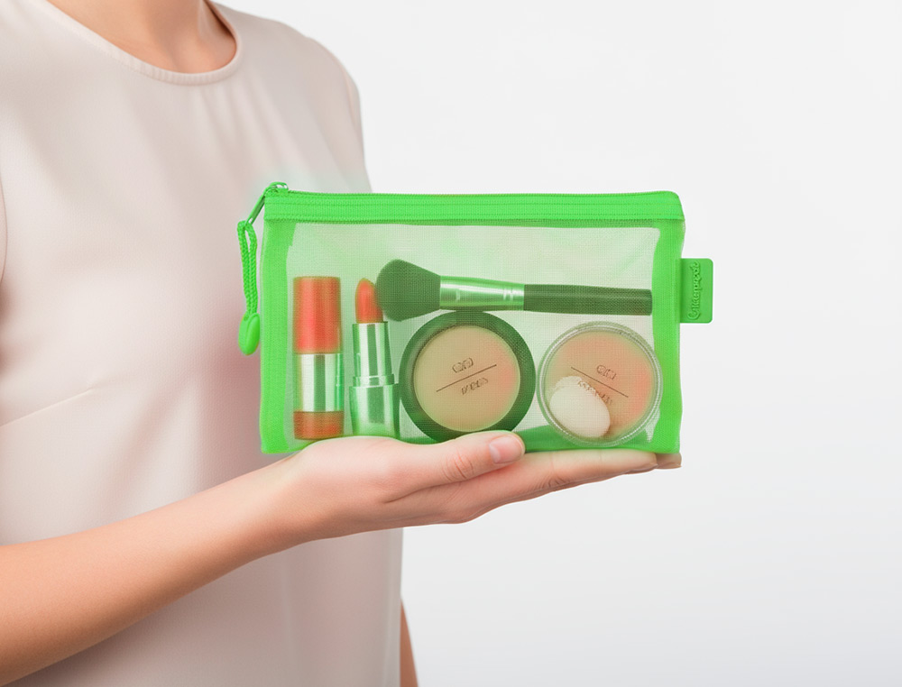 BOLSA COM FECHO DE CORRER LIDERPAPEL POLIESTER TRANSPIRAVEL MULTIUSOS DIN A6 VERDE PASTEL