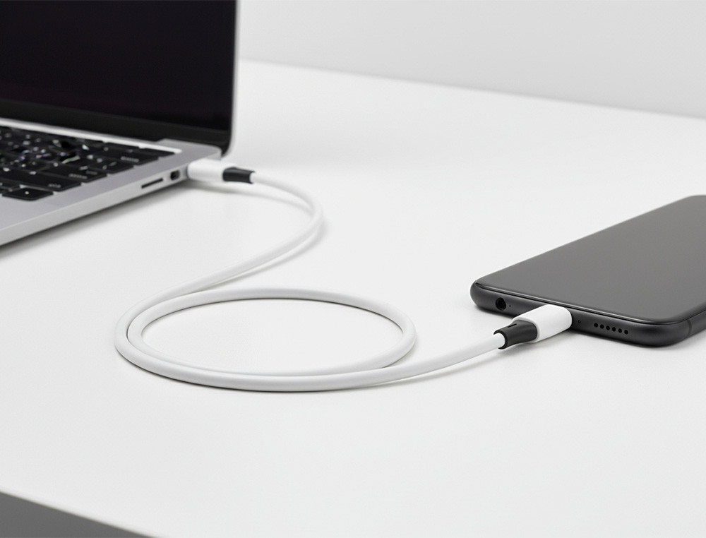 CABO USB-C A USB-C Q-CONNECT PVC COMPRIMENTO 3M BRANCO