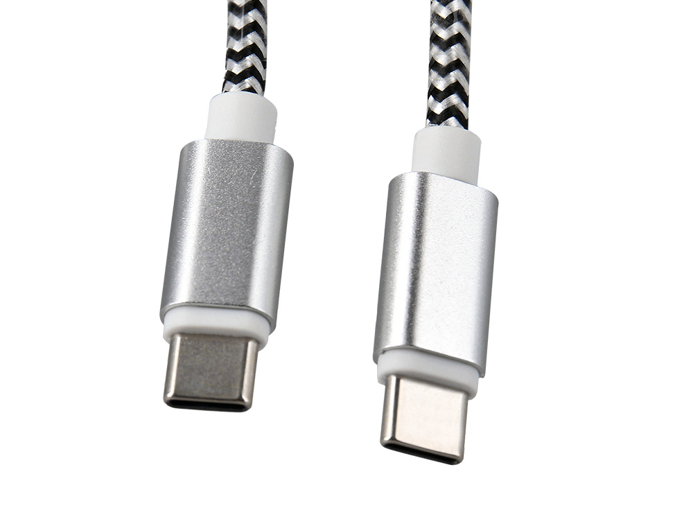 CABO USB-C A USB-C Q-CONNECT NYLON COMPRIMENTO 1M BRANCO