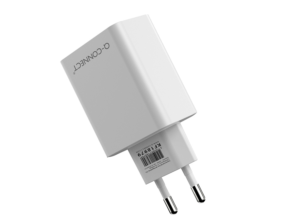 CARREGADOR DE PAREDE USB-A E USB-C Q-CONNECT 20 W BRANCO