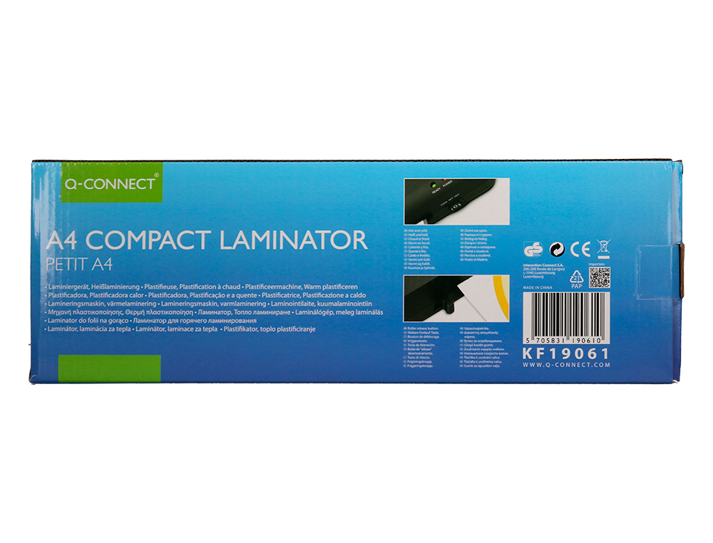PLASTIFICADORA Q-CONNECT KF19061 DIN A4 COMPACTA PLASTIFICADO FRIO / QUENTE 2 ROLOS LUZES READY/POWER