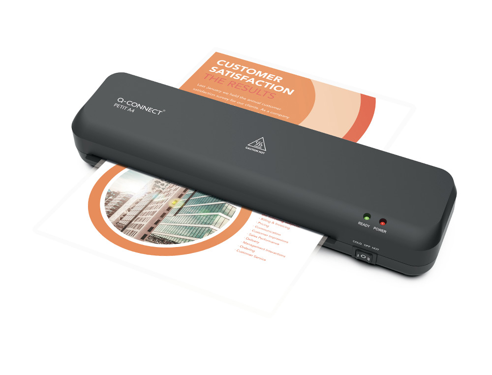 PLASTIFICADORA Q-CONNECT KF19061 DIN A4 COMPACTA PLASTIFICADO FRIO / QUENTE 2 ROLOS LUZES READY/POWER