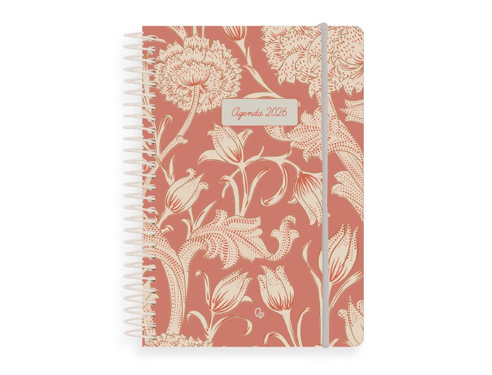 AGENDA ESPIRAL LIDERPAPEL SANTORINI A6 2026 DIA PAGINA VERMELHO PAPEL 60 GR FSC
