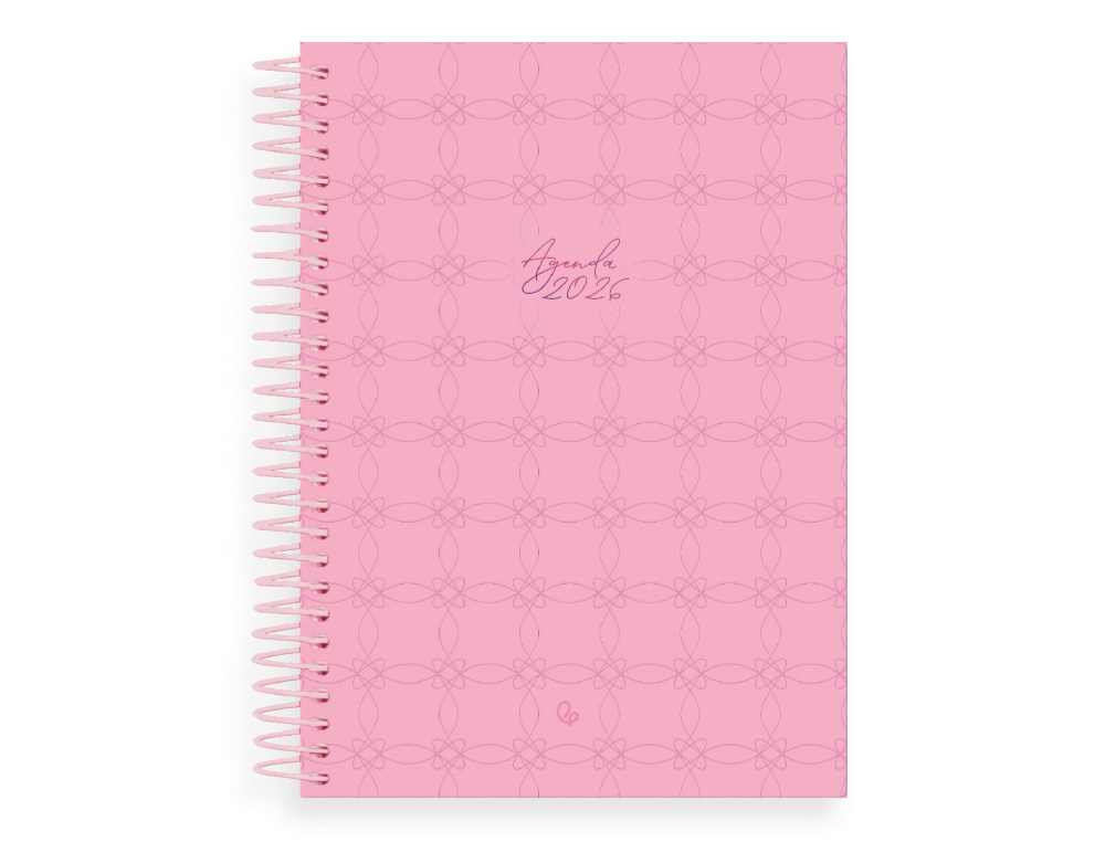 AGENDA ESPIRAL LIDERPAPEL PERISSA A5 2026 DIA PAGINA ROSA PAPEL 80 GR FSC