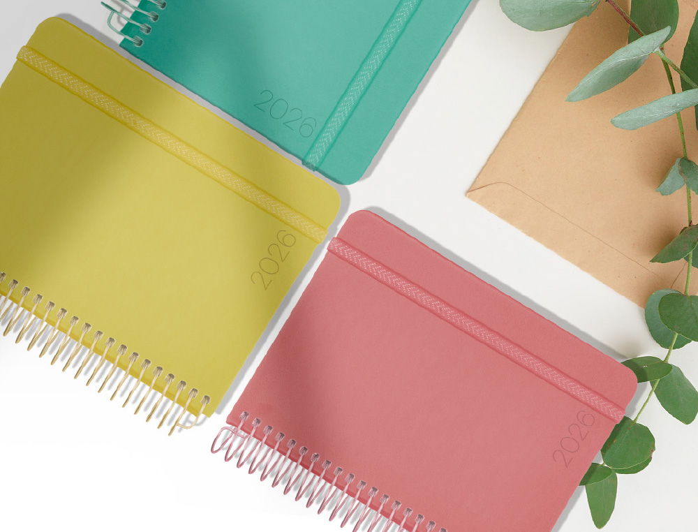 AGENDA ESPIRAL LIDERPAPEL NEON A5 2026 DIA PAGINA ROSA PAPEL 70 GR FSC